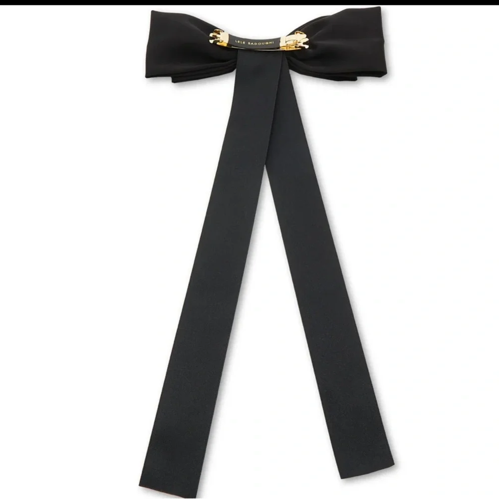 NWT Lele Sadoughi Jet Jane Bow Barrette, Black - Picture 3 of 5